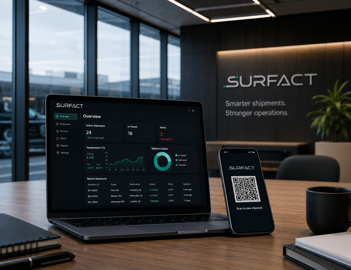 Emma Software cold chain monitoring dashboard on screens in an operations office