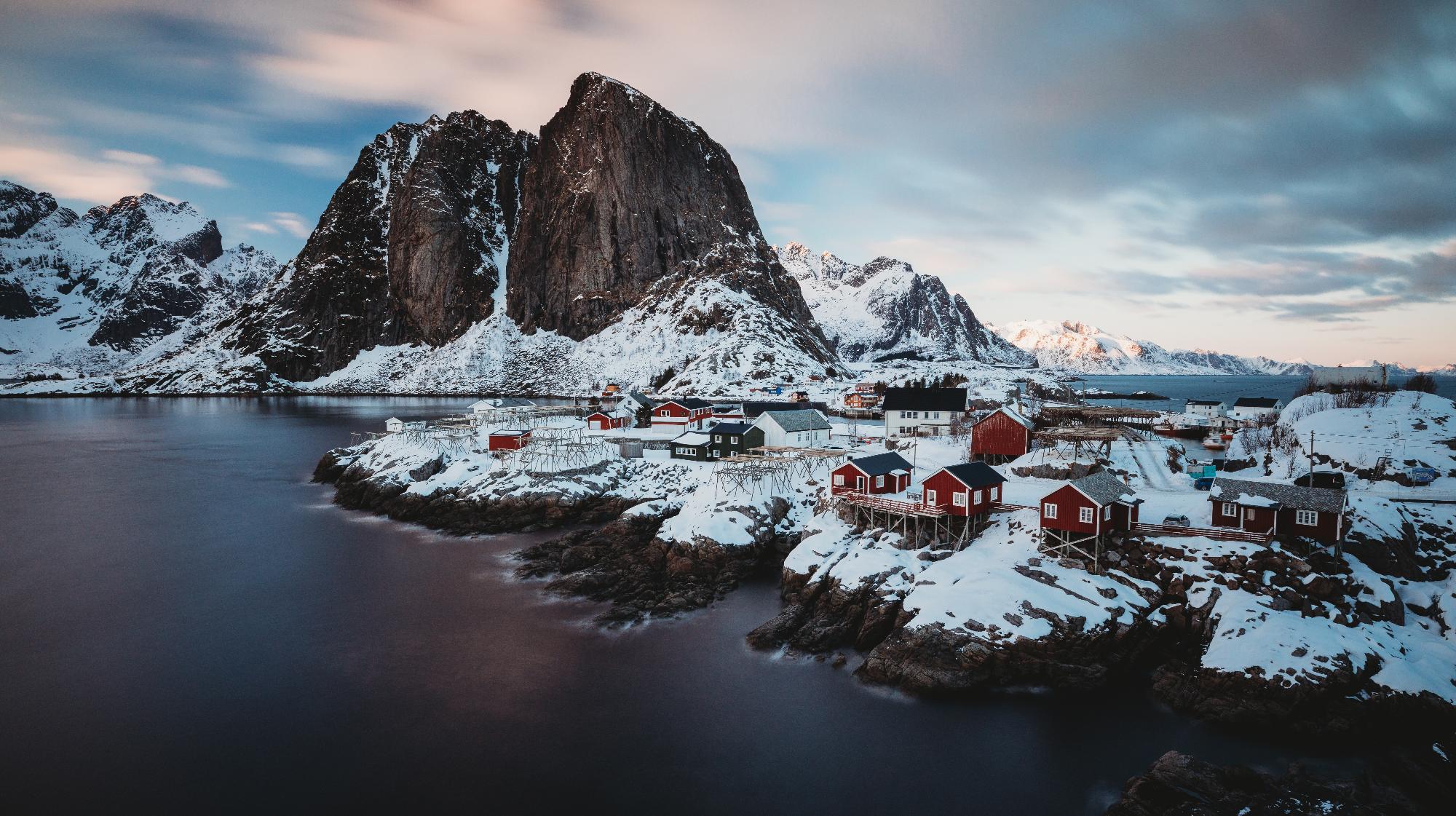 Norwegian coastline facing the open sea