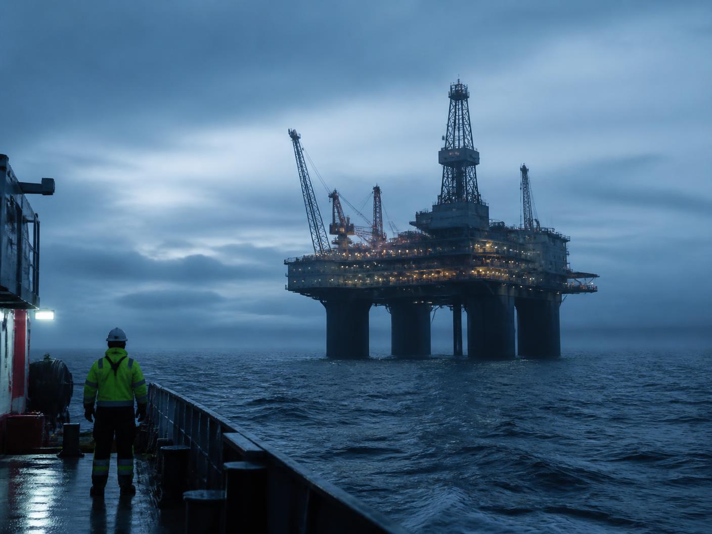 Offshore oil platform at sea